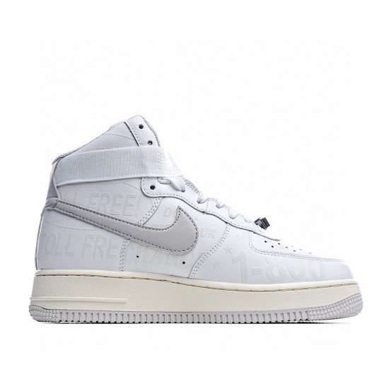 Nike Air Force 1 High Bílý stříbrný Premium Toll Free CU1414-100 Pánské a dámské běžecké boty