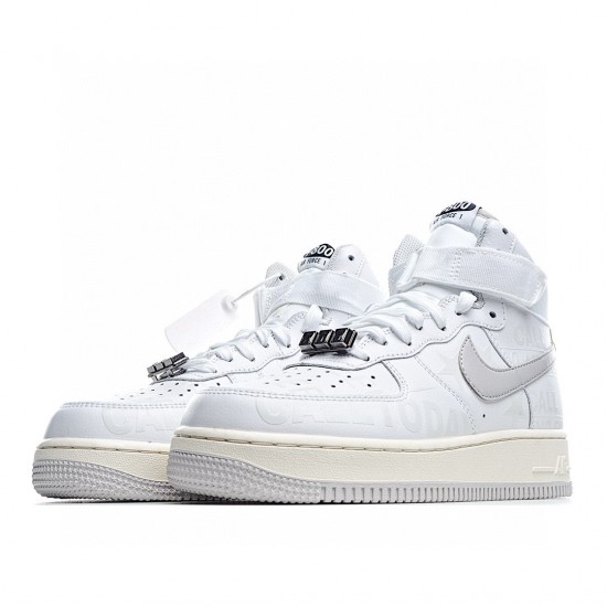 Nike Air Force 1 High Bílý stříbrný Premium Toll Free CU1414-100 Pánské a dámské běžecké boty