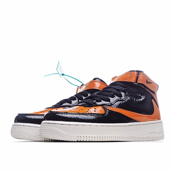 Nike Air Force 1 Mid Černá oranžový běžné boty 804609 188 AF1 Pánské a dámské