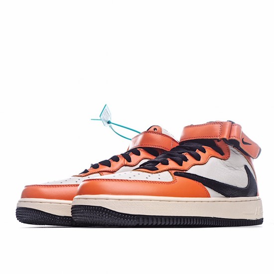 Nike Air Force 1 Mid oranžový Béžový běžné boty 804609 158 AF1 Pánské a dámské