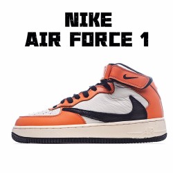 Nike Air Force 1 Mid oranžový Béžový běžné boty 804609 158 AF1 Pánské a dámské 