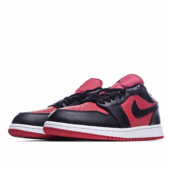 Air Jordan 1 Low Černá Červené 553560-610 Pánské a dámské běžné boty