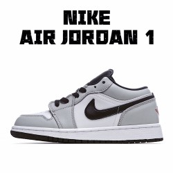 Air Jordan 1 Low SvětloSmoke Šedá 553560-030 Pánské a dámské běžné boty