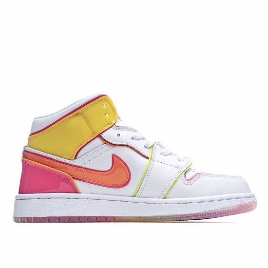 Air Jordan 1 Mid Edge Glow Jordan CV4611 100 AJ1 teniska Pánské a dámské Bílý oranžový Žlutá