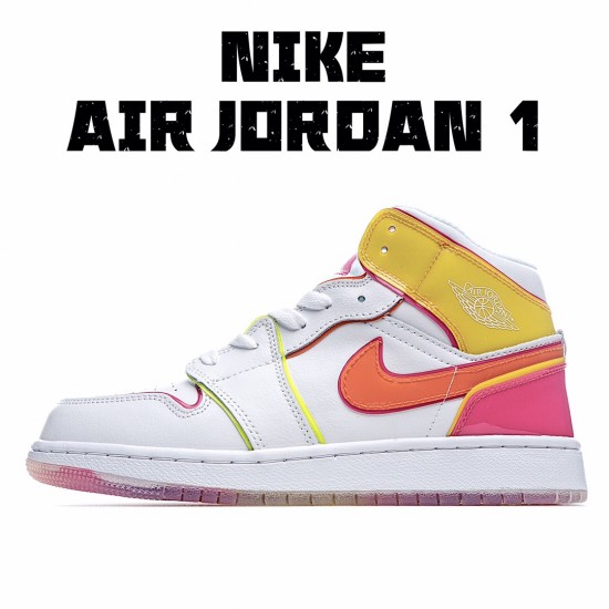 Air Jordan 1 Mid Edge Glow Jordan CV4611 100 AJ1 teniska Pánské a dámské Bílý oranžový Žlutá