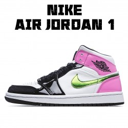 Air Jordan 1 Mid GS Patent Multi Růžový Černá Bílý CZ9834 100 AJ1 teniska Pánské a dámské Jordan 