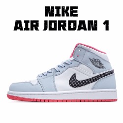 Air Jordan 1 Mid Half Modrý Polka Dot Swoosh Jordan 555112 400 Pánské a dámské oranžový Šedá Černá AJ1 teniska 