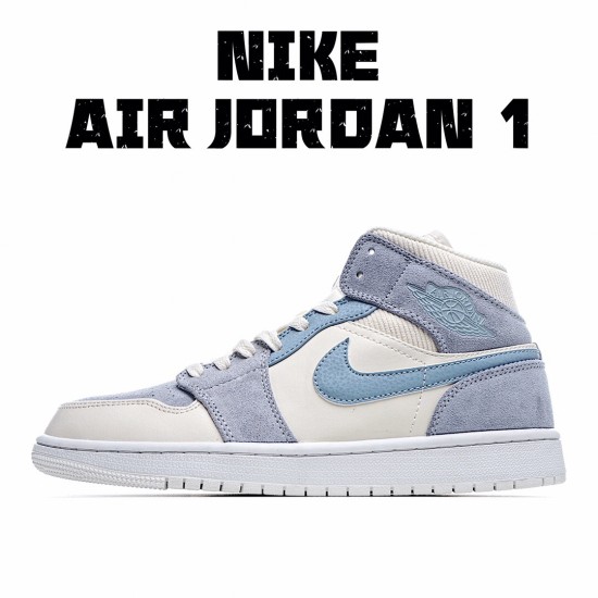 Air Jordan 1 Mid Mixed Textures Modrý Jordan DA4666 100 AJ1 teniska Pánské a dámské Béžový Modrý