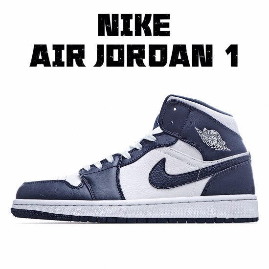 Air Jordan 1 Mid Bílý Metallic Zlato Obsidian Jordan 554724 174 AJ1 teniska Pánské a dámské Modrý Bílý