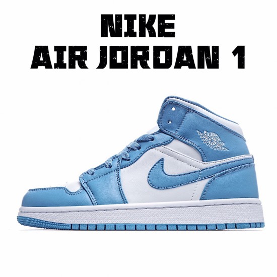 Air Jordan 1 Retro Mid UNC Modrý Bílý 554724-106 Pánské a dámské AJ1 teniska Jordan