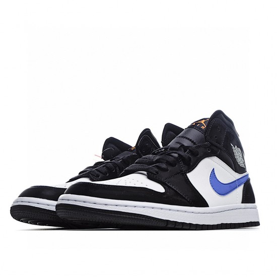 Air Jordan 1 Mid Černá Bílý Modrý 554724-084 Pánské a dámské AJ1 teniska Jordan