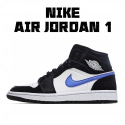 Air Jordan 1 Mid Černá Bílý Modrý 554724-084 Pánské a dámské AJ1 teniska Jordan