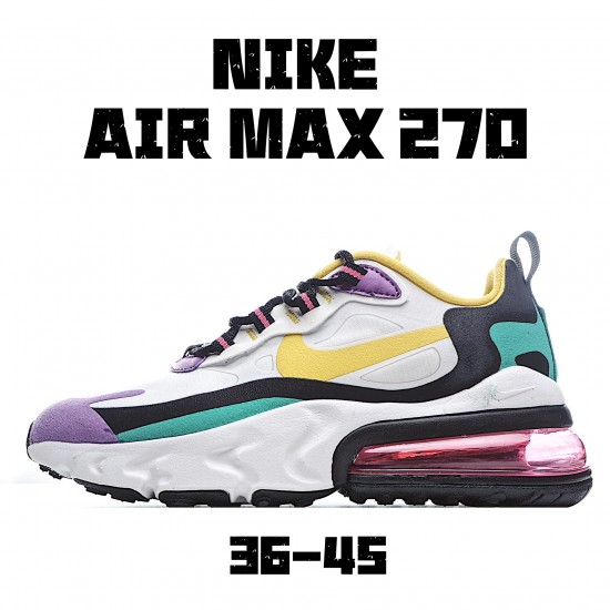 Nike Air Max 270 React Bílý Žlutá Černá AO4971 101 Pánské a dámské běžné boty