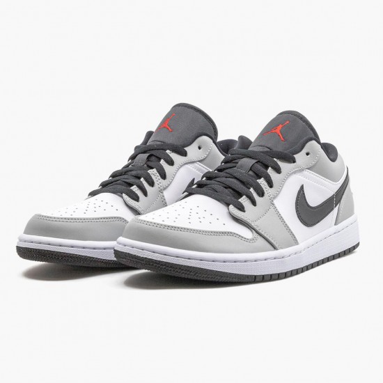 Nike Jordans 1 Retro Low Light Smoke Grey Lt Smoke Grey/Gym Red White Boty