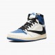 Nike Jordans 1 High OG SP FragPánskét x Travis Scott Sail/Black-Military Blue-Shy Pink Boty