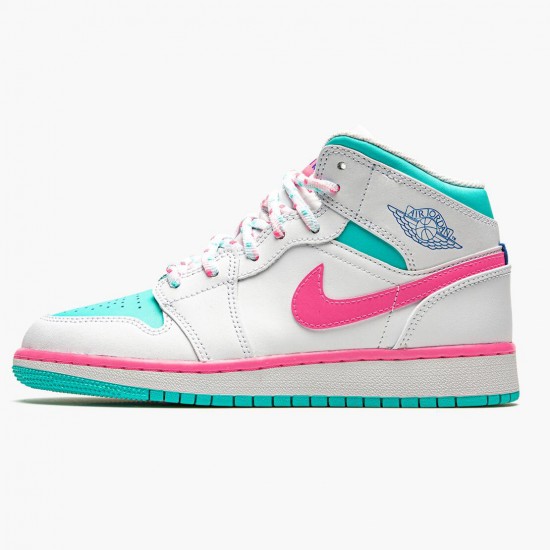 Nike Jordans 1 Mid Digital Pink WhiteDigital Pink Aurora Gree Dámskés Boty