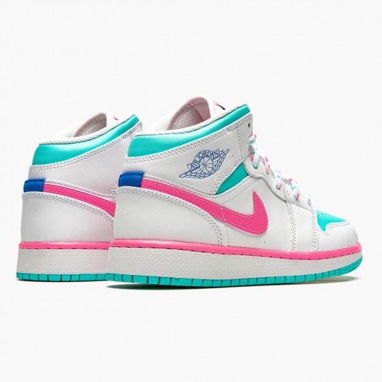 Nike Jordans 1 Mid Digital Pink WhiteDigital Pink Aurora Gree Dámskés Boty