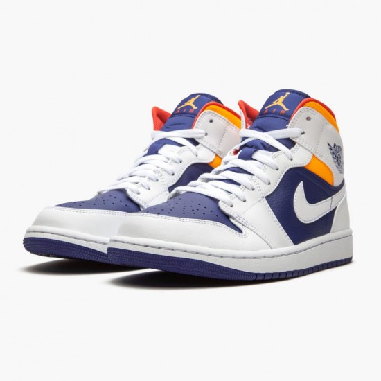 Nike Jordans 1 Mid Royal Blue Laser Orange White/Deep Royal Blue/Track Red/Laser Orange Boty