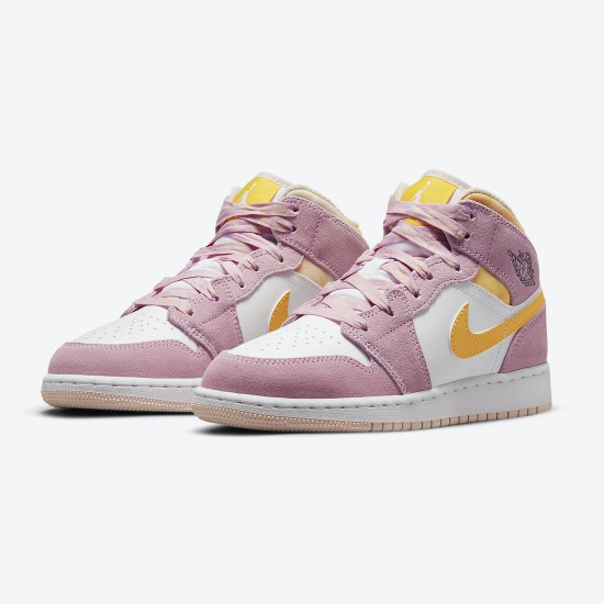 Nike Jordans 1 Mid SE GS Arctic Pink Light Arctic Pink/University Gold/White Dámskés Boty