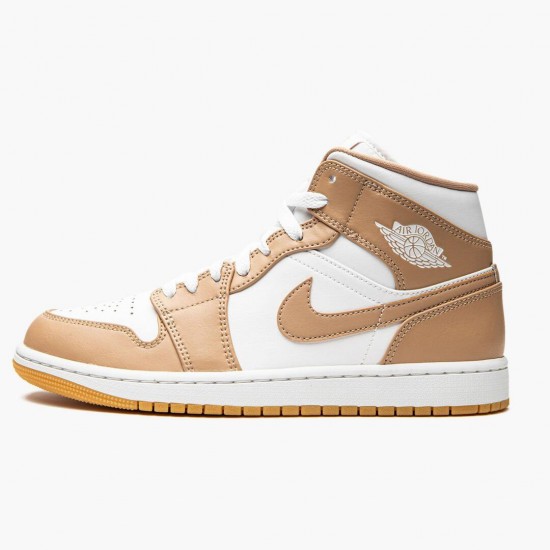 Nike Jordans 1 Mid Tan Gum Tan/White/Gum Boty