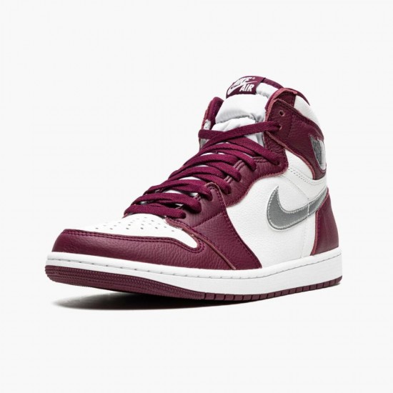 Nike Jordans 1 Retro High OG Bordeaux Bordeaux/White/Metallic Silver Boty