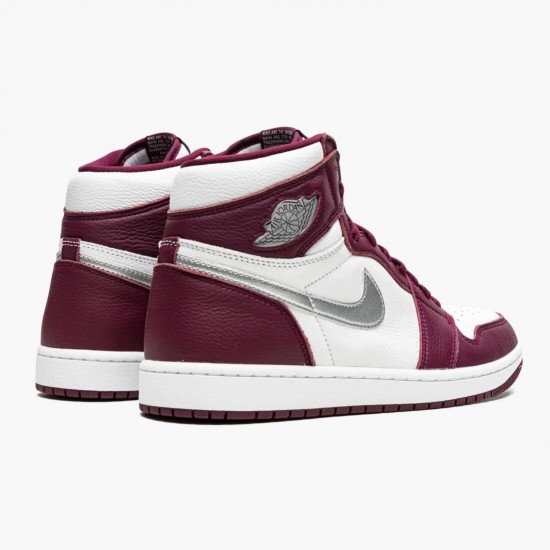 Nike Jordans 1 Retro High OG Bordeaux Bordeaux/White/Metallic Silver Boty