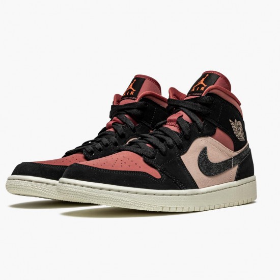 Nike Jordans 1 Mid Canyon Rust Particle Beige/Black Dámskés Boty