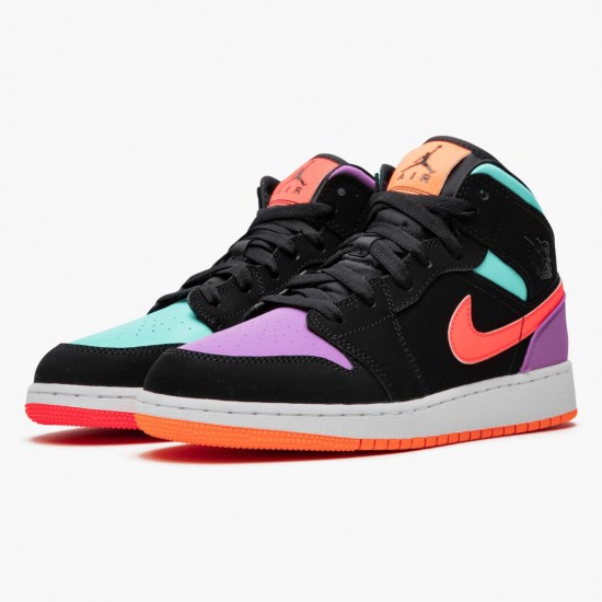 Nike Jordans 1 Mid Candy Black/Total Orange Boty