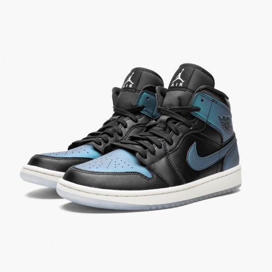 Nike Jordans 1 Mid Iridescent Black Black/Pale Ivory/Multi Color Boty