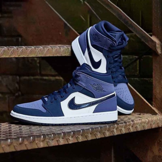 Nike Jordans 1 Mid Sanded Purple Obsidian/Sanded Purple/White Boty