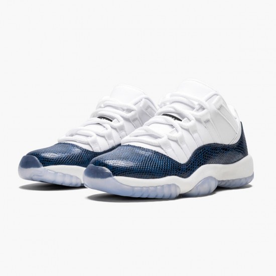 Nike Jordans 11 Low Navy Snakeskin Whiite/Black/Navy Black Pánské Boty