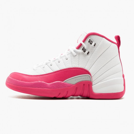 Nike Jordans 12 Retro Dynamic Pink White/Vivid Pink/Mtllc Silver Dámskés Boty