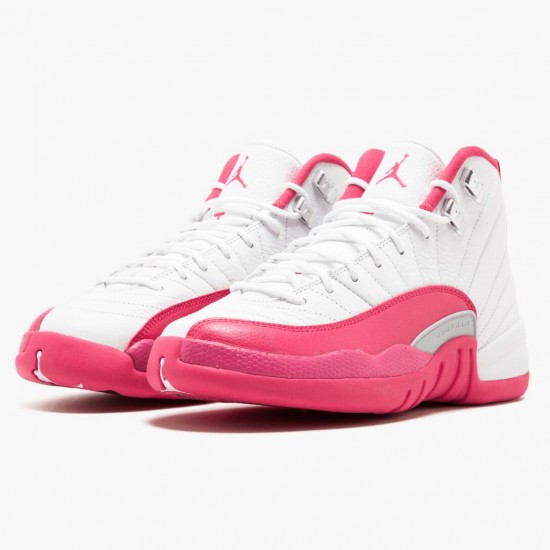 Nike Jordans 12 Retro Dynamic Pink White/Vivid Pink/Mtllc Silver Dámskés Boty