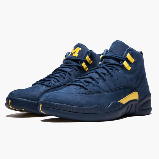 Nike Jordans 12 Retro Michigan College Navy/Amarillo Pánské Boty