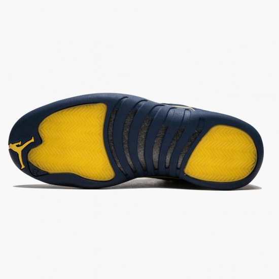 Nike Jordans 12 Retro Michigan College Navy/Amarillo Pánské Boty