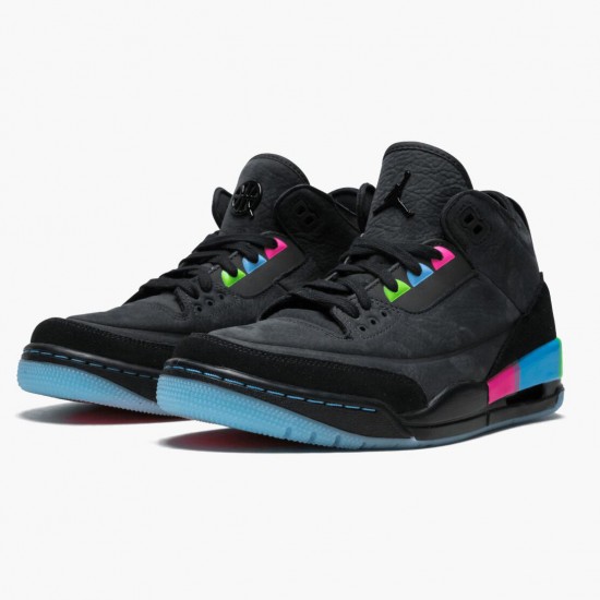 Nike Jordans 3 Retro Quai54 Black/Black Electric Green Boty