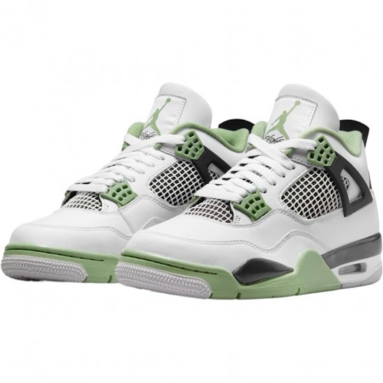 Nike Jordans 4 Retro White Oil Green Dark Ash White/Seafoam/Dark Ash/Neutral Grey Pánské Boty