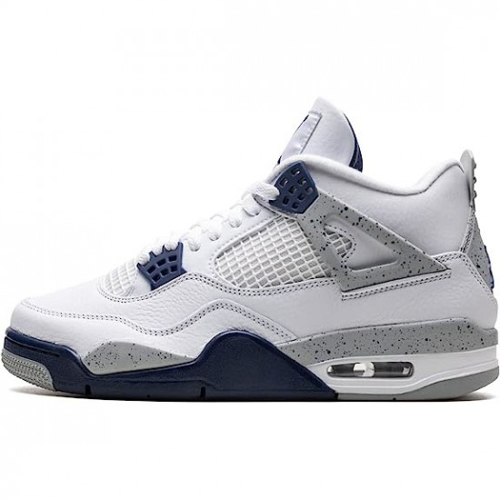 Nike Jordans 4 Midnight Navy White/Midnight Navy/Light Smoke Grey-Fire Red Pánské Boty