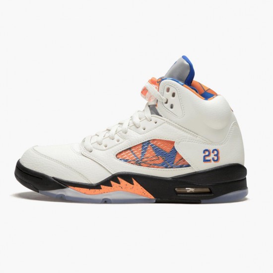 Nike Jordans 5 Retro International Flight Sail/Racer Blue-Cone Black Boty