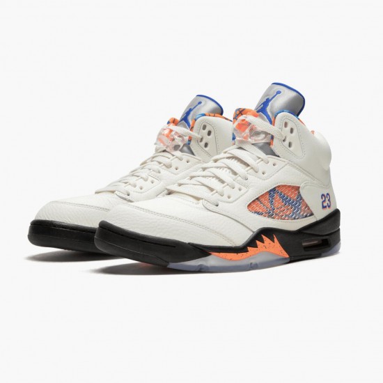 Nike Jordans 5 Retro International Flight Sail/Racer Blue-Cone Black Boty