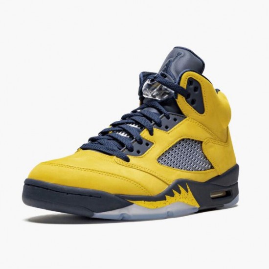 Nike Jordans 5 Retro Michigan 2019 AmarilloCollege Navy Amarillo/College Navy-Amarillo Boty