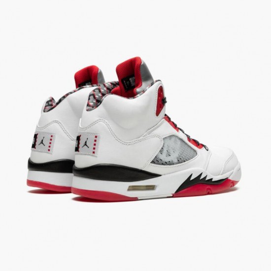 Nike Jordans 5 Retro Quai 54 2021 White/University Red/Black Boty