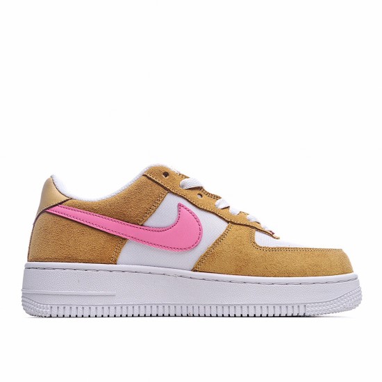 Nike Air Force 1 Low Flax/White/Pink běžné boty DC1156 700 AF1 Pánské a dámské