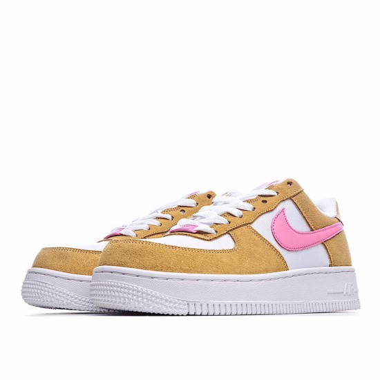 Nike Air Force 1 Low Flax/White/Pink běžné boty DC1156 700 AF1 Pánské a dámské