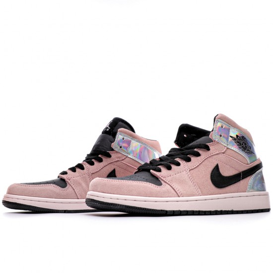 Air Jordan 1 Mid Dirty Powder Iridescent Růžový/Černá BQ6472 602 dámské AJ1 teniska Basketball Shoes