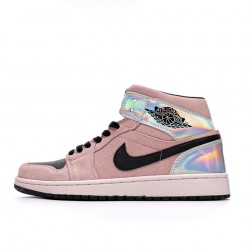 Air Jordan 1 Mid "Dirty Powder Iridescent" Růžový/Černá BQ6472 602 dámské AJ1 teniska Basketball Shoes